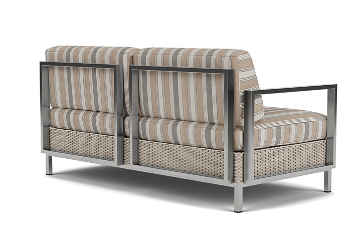 Lloyd Flanders™ Elements Settee with Stainless Steel Arms and Back - Linen