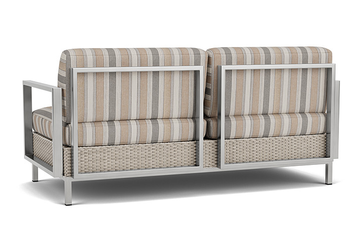 Lloyd Flanders™ Elements Settee with Stainless Steel Arms and Back - Linen