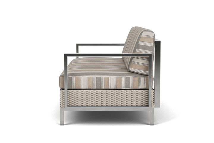 Lloyd Flanders™ Elements Settee with Stainless Steel Arms and Back - Linen