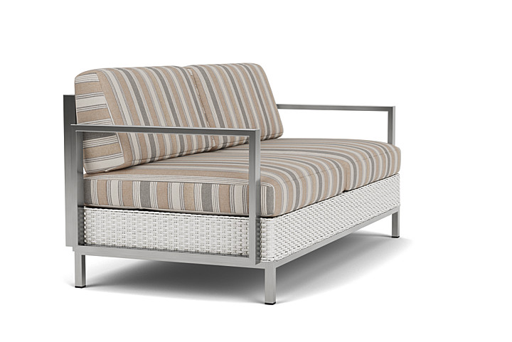 Lloyd Flanders™ Elements Settee with Stainless Steel Arms and Back - Matte White