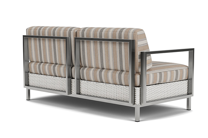 Lloyd Flanders™ Elements Settee with Stainless Steel Arms and Back - Matte White