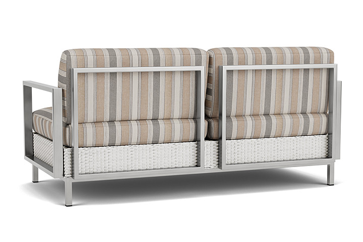 Lloyd Flanders™ Elements Settee with Stainless Steel Arms and Back - Matte White