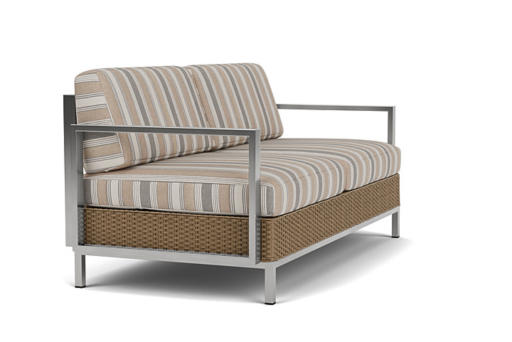 Lloyd Flanders™ Elements Settee with Stainless Steel Arms and Back - Fawn