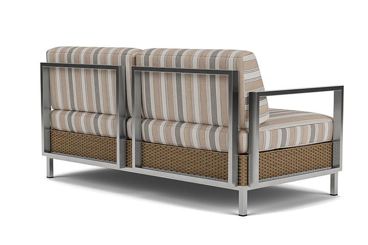 Lloyd Flanders™ Elements Settee with Stainless Steel Arms and Back - Fawn