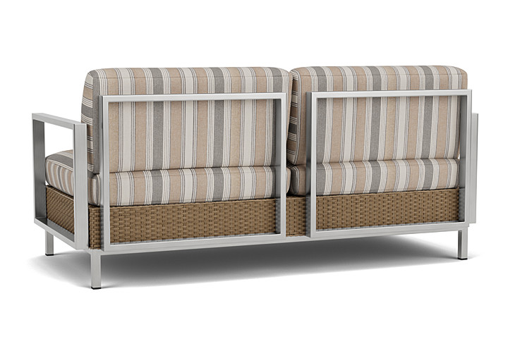 Lloyd Flanders™ Elements Settee with Stainless Steel Arms and Back - Fawn