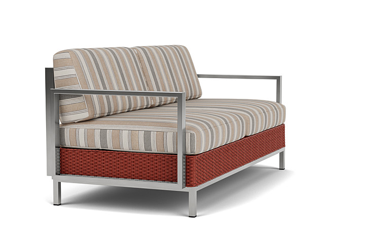 Lloyd Flanders™ Elements Settee with Stainless Steel Arms and Back - Terracotta