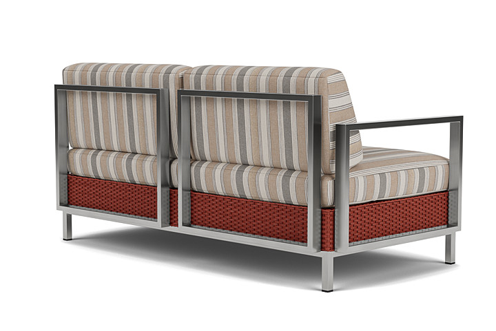 Lloyd Flanders™ Elements Settee with Stainless Steel Arms and Back - Terracotta