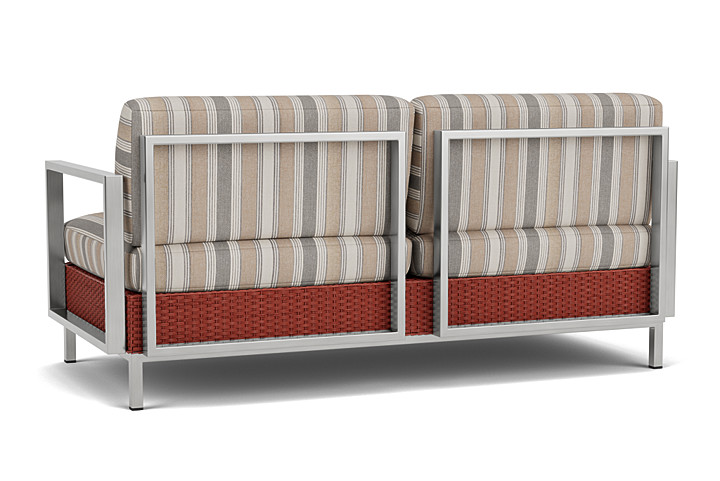 Lloyd Flanders™ Elements Settee with Stainless Steel Arms and Back - Terracotta