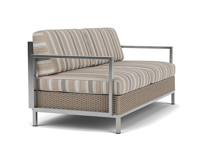 Lloyd Flanders™ Elements Settee with Stainless Steel Arms and Back - French Beige