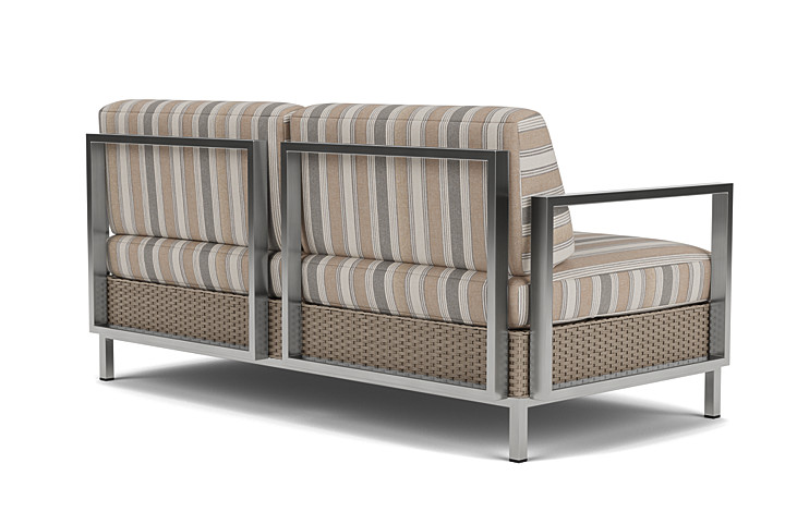 Lloyd Flanders™ Elements Settee with Stainless Steel Arms and Back - French Beige