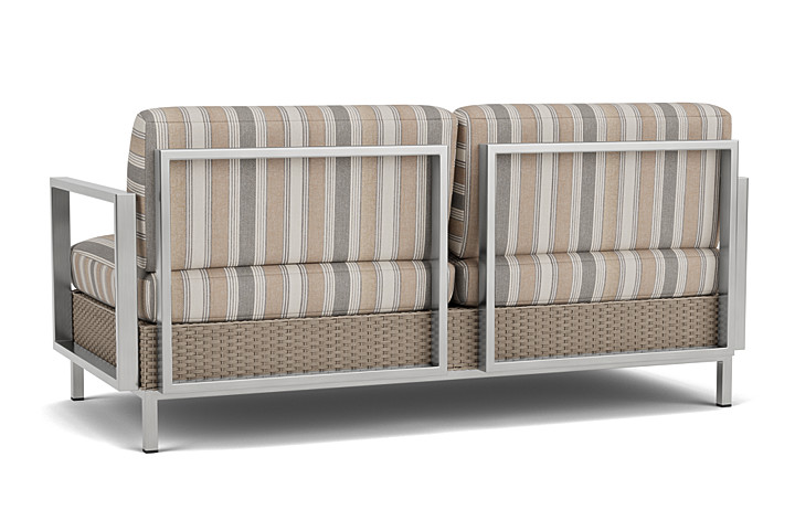 Lloyd Flanders™ Elements Settee with Stainless Steel Arms and Back - French Beige