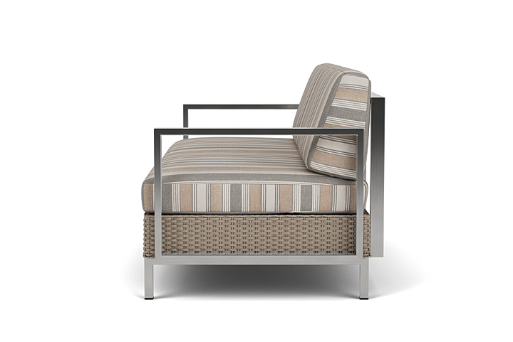 Lloyd Flanders™ Elements Settee with Stainless Steel Arms and Back - French Beige