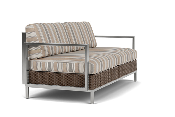 Lloyd Flanders™ Elements Settee with Stainless Steel Arms and Back - Bark