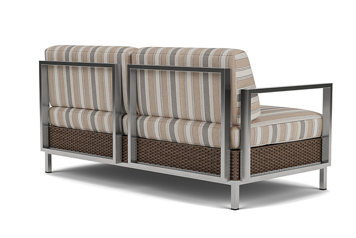 Lloyd Flanders™ Elements Settee with Stainless Steel Arms and Back - Bark