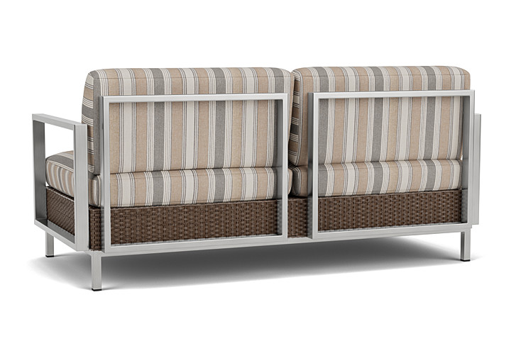 Lloyd Flanders™ Elements Settee with Stainless Steel Arms and Back - Bark