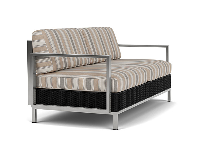 Lloyd Flanders™ Elements Settee with Stainless Steel Arms and Back - Ebony