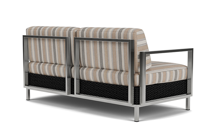 Lloyd Flanders™ Elements Settee with Stainless Steel Arms and Back - Ebony