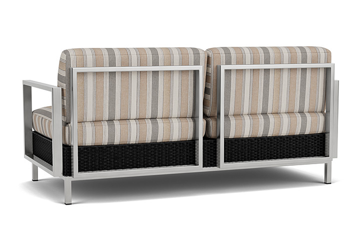 Lloyd Flanders™ Elements Settee with Stainless Steel Arms and Back - Ebony