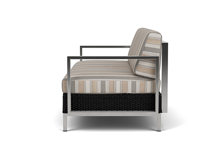 Lloyd Flanders™ Elements Settee with Stainless Steel Arms and Back - Ebony