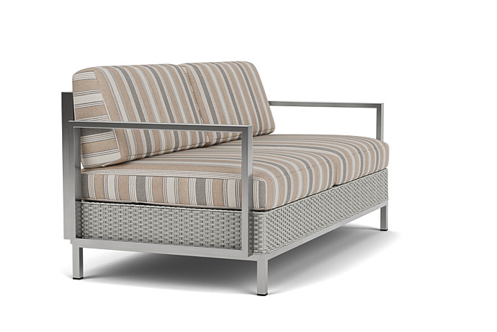 Lloyd Flanders™ Elements Settee with Stainless Steel Arms and Back - Platinum