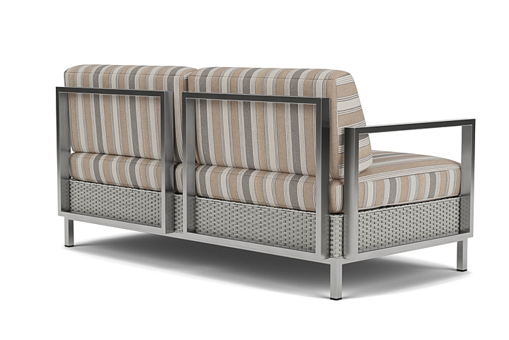 Lloyd Flanders™ Elements Settee with Stainless Steel Arms and Back - Platinum