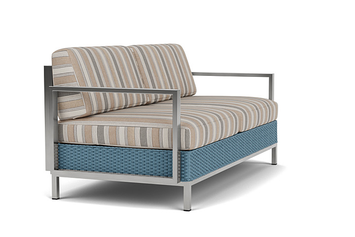 Lloyd Flanders™ Elements Settee with Stainless Steel Arms and Back - Stillwater