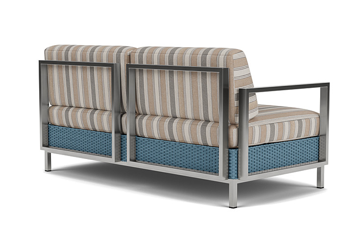 Lloyd Flanders™ Elements Settee with Stainless Steel Arms and Back - Stillwater