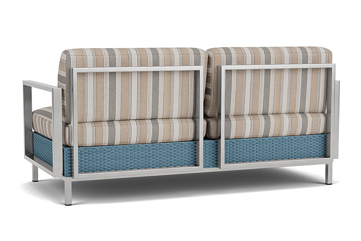 Lloyd Flanders™ Elements Settee with Stainless Steel Arms and Back - Stillwater