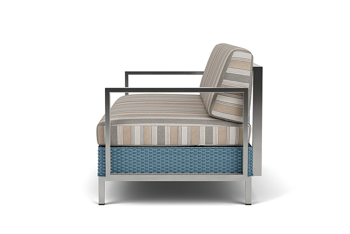 Lloyd Flanders™ Elements Settee with Stainless Steel Arms and Back - Stillwater