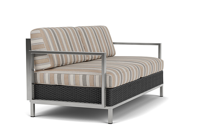 Lloyd Flanders™ Elements Settee with Stainless Steel Arms and Back - Charcoal