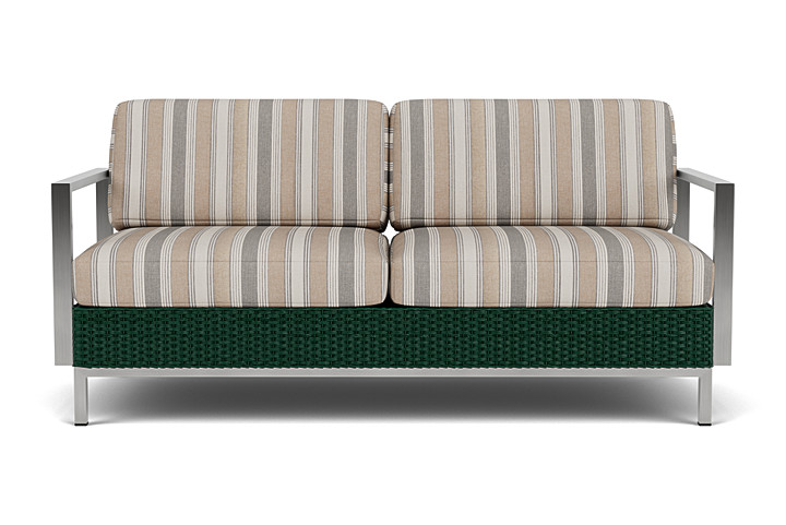 Lloyd Flanders - Elements Settee with Stainless Steel Arms and Back