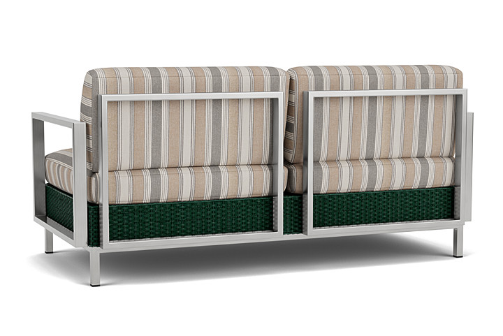 Lloyd Flanders™ Elements Settee with Stainless Steel Arms and Back - Woodland