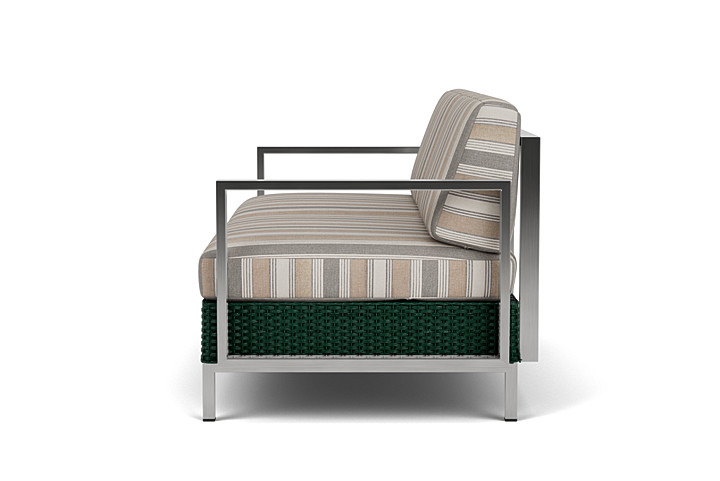 Lloyd Flanders™ Elements Settee with Stainless Steel Arms and Back - Woodland