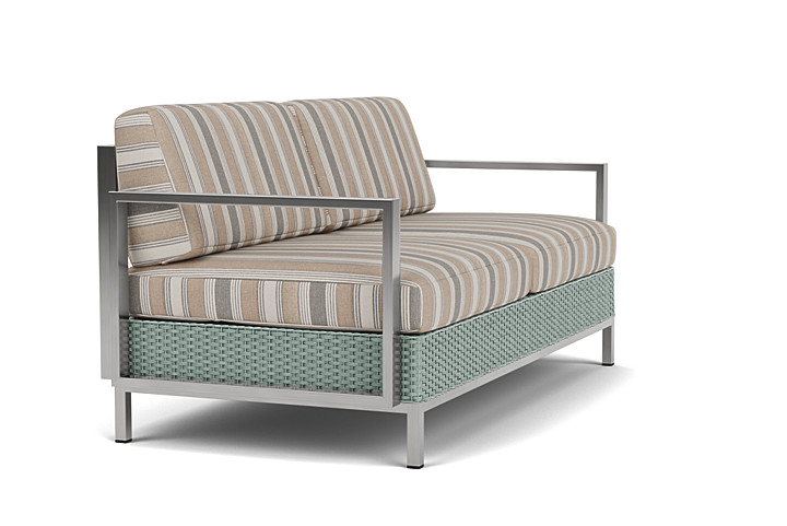 Lloyd Flanders™ Elements Settee with Stainless Steel Arms and Back - Sea Glass