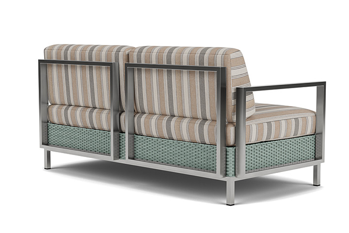 Lloyd Flanders™ Elements Settee with Stainless Steel Arms and Back - Sea Glass