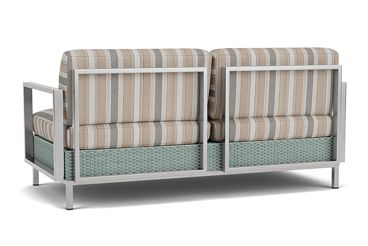 Lloyd Flanders™ Elements Settee with Stainless Steel Arms and Back - Sea Glass