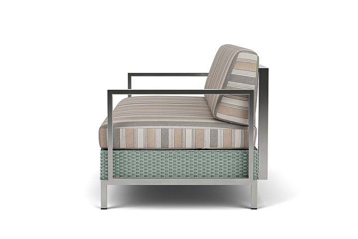 Lloyd Flanders™ Elements Settee with Stainless Steel Arms and Back - Sea Glass