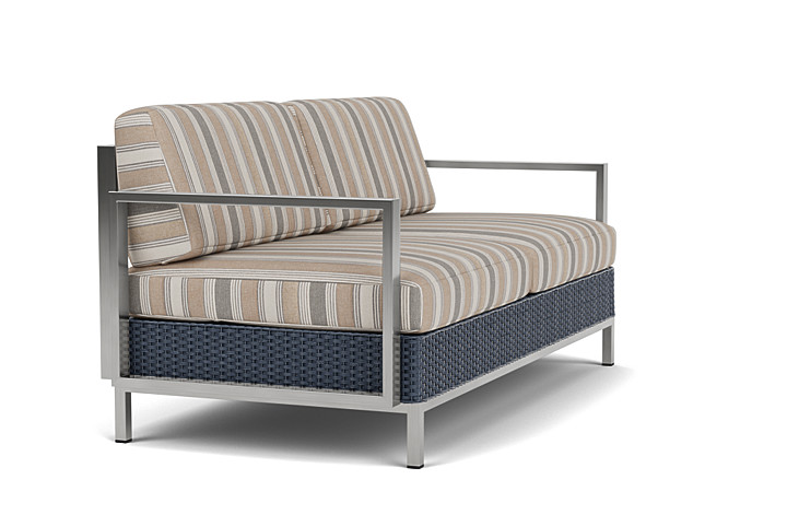 Lloyd Flanders™ Elements Settee with Stainless Steel Arms and Back - Denim Blue