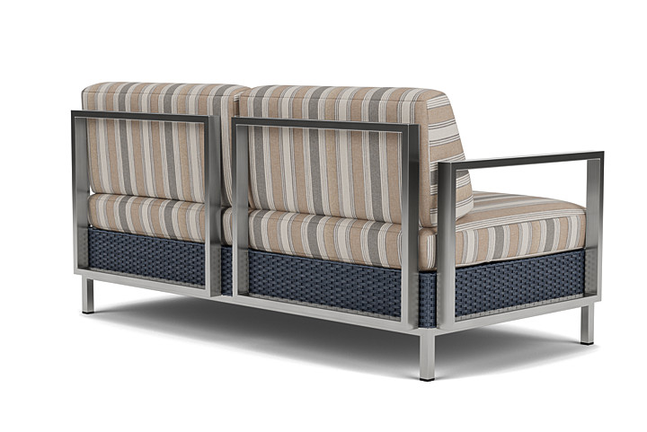 Lloyd Flanders™ Elements Settee with Stainless Steel Arms and Back - Denim Blue