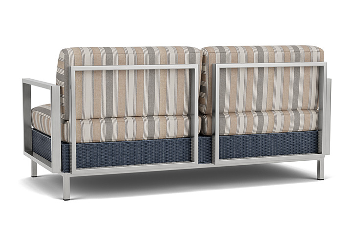 Lloyd Flanders™ Elements Settee with Stainless Steel Arms and Back - Denim Blue