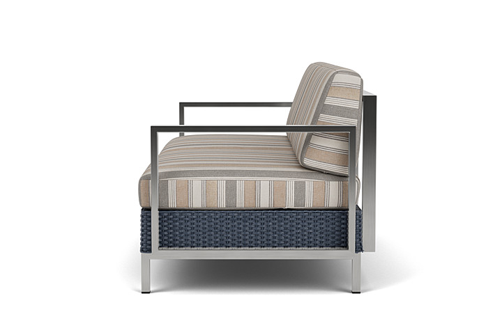 Lloyd Flanders™ Elements Settee with Stainless Steel Arms and Back - Denim Blue