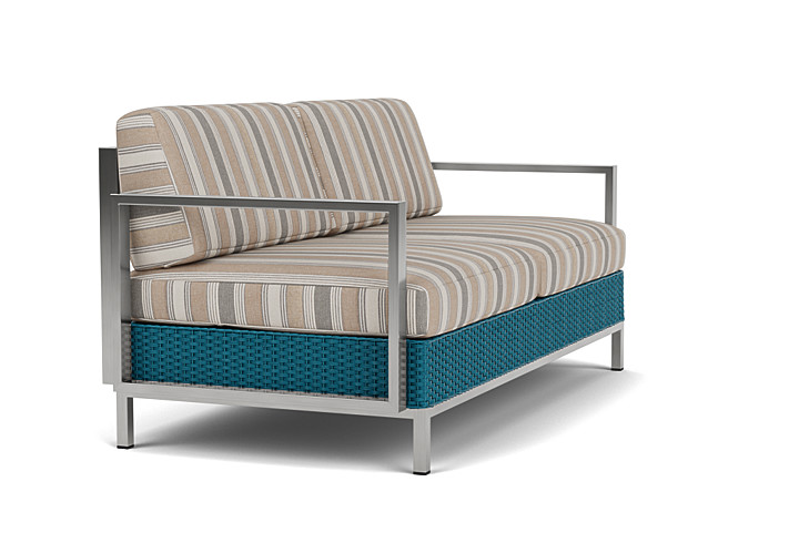 Lloyd Flanders™ Elements Settee with Stainless Steel Arms and Back - Peacock