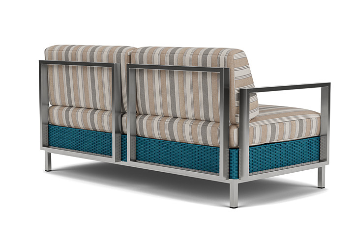 Lloyd Flanders™ Elements Settee with Stainless Steel Arms and Back - Peacock