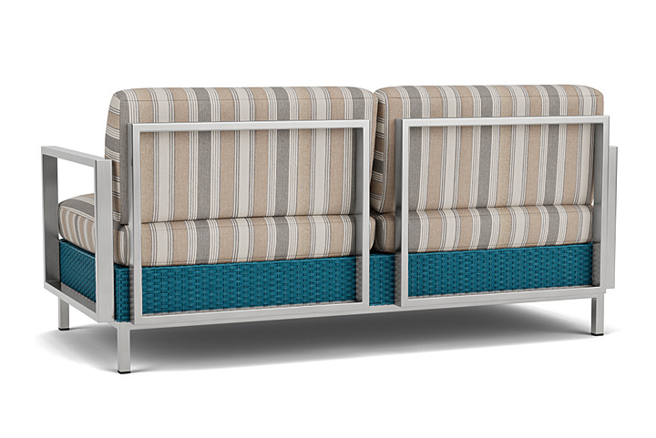 Lloyd Flanders™ Elements Settee with Stainless Steel Arms and Back - Peacock