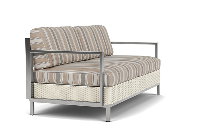 Lloyd Flanders™ Elements Settee with Stainless Steel Arms and Back - Ivory