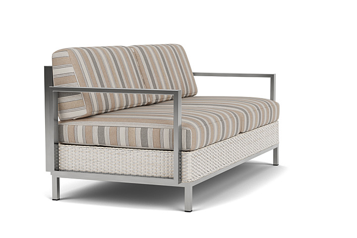 Lloyd Flanders™ Elements Settee with Stainless Steel Arms and Back - Antique White