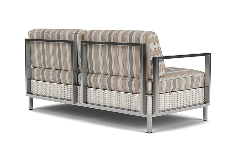 Lloyd Flanders™ Elements Settee with Stainless Steel Arms and Back - Antique White