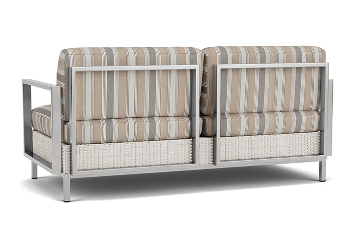 Lloyd Flanders™ Elements Settee with Stainless Steel Arms and Back - Antique White