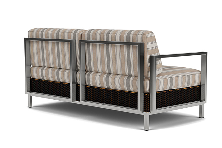 Lloyd Flanders™ Elements Settee with Stainless Steel Arms and Back - Mink