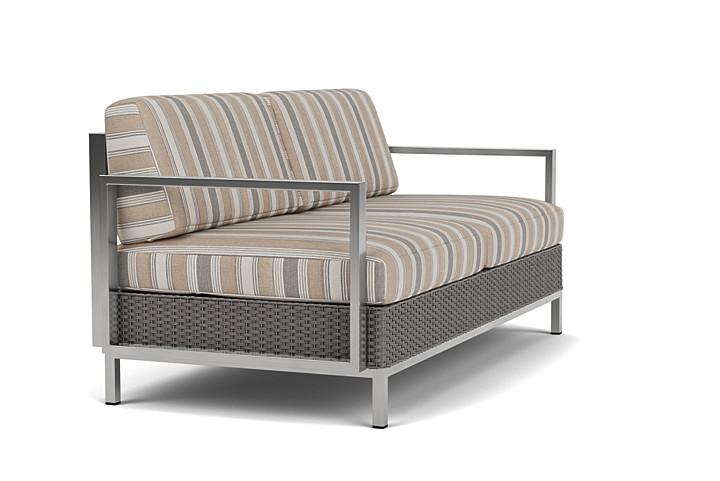 Lloyd Flanders™ Elements Settee with Stainless Steel Arms and Back - Pewter